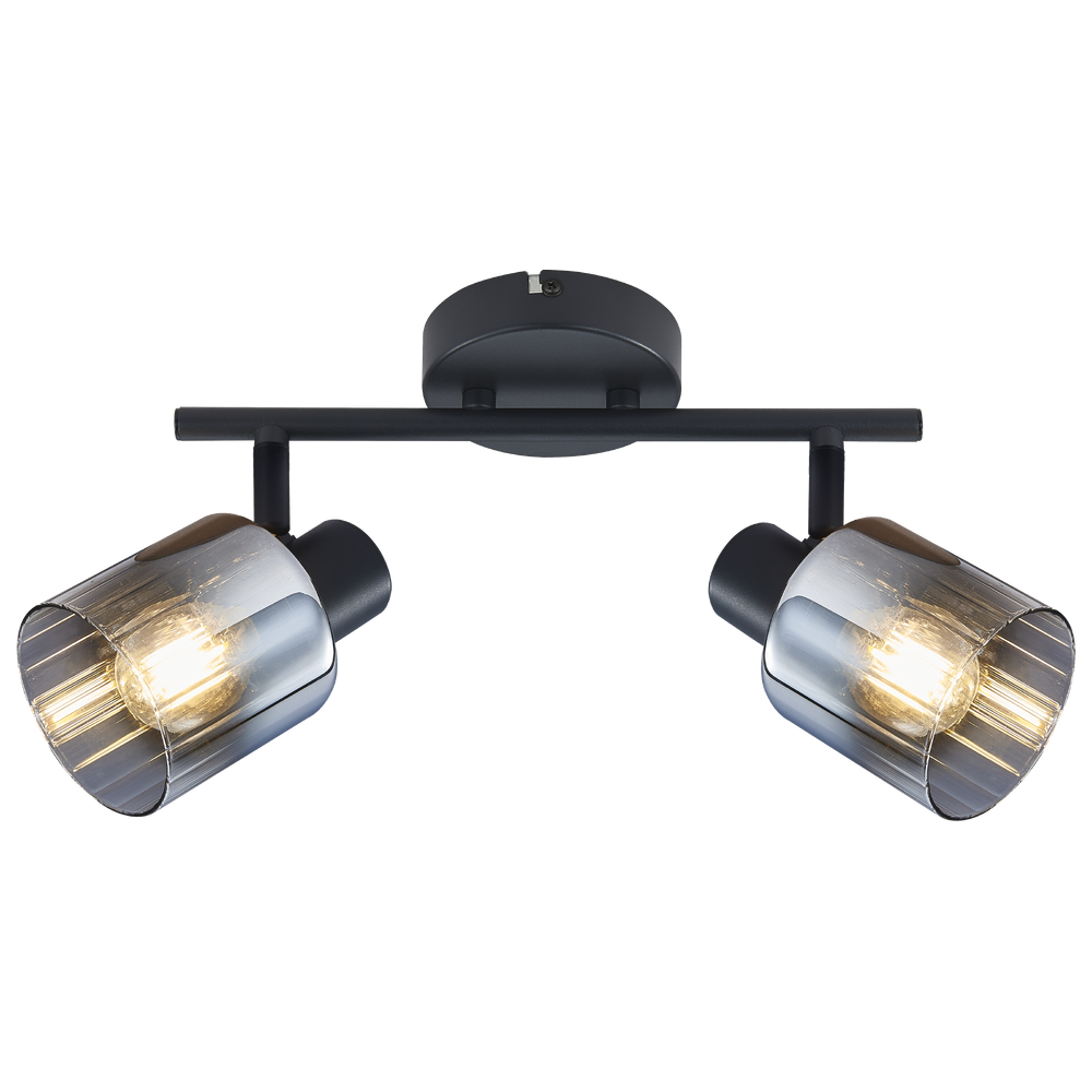 APLIQUE 2 X E27 25CM NEGRO  CRISTAL FUME